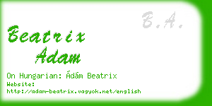beatrix adam business card